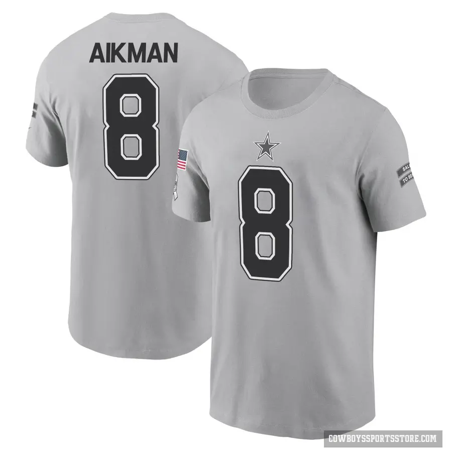 Youth ＃8 Troy Aikman Dallas Cowboys Gray 2024 Salute to Service T-Shirt