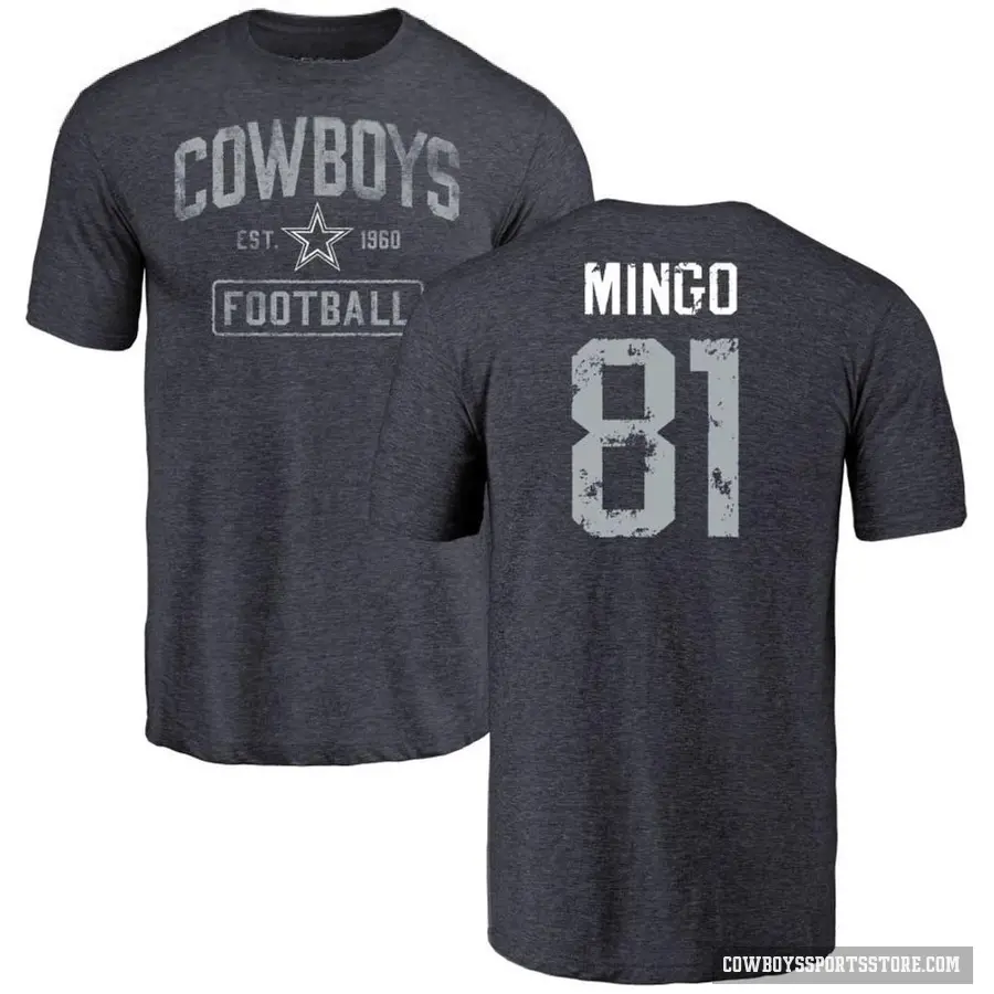 Youth ＃81 Jonathan Mingo Dallas Cowboys Navy Distressed T-Shirt