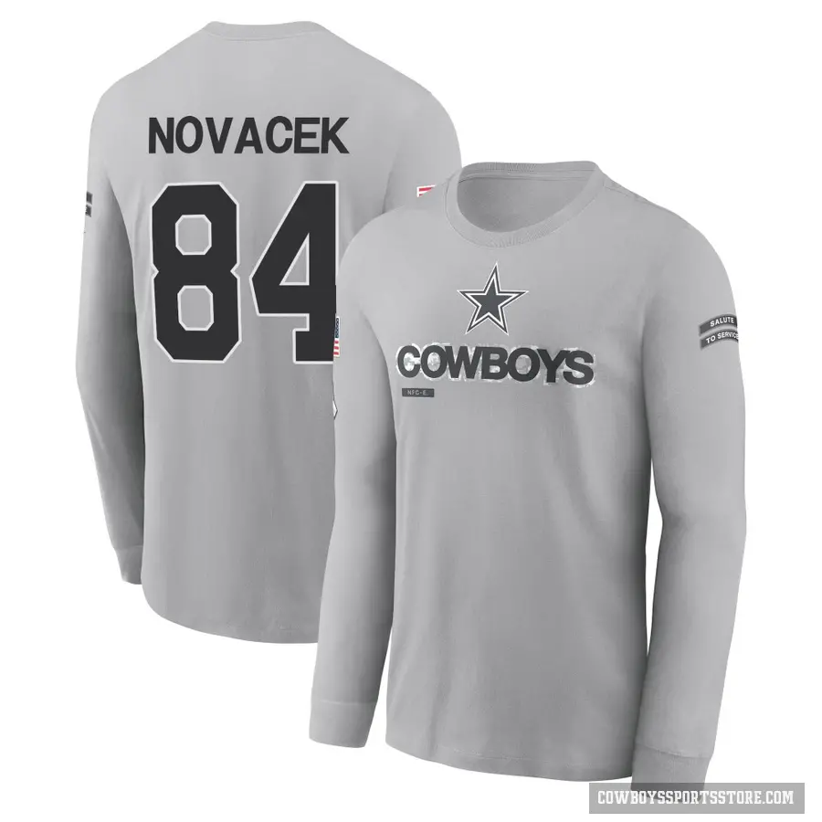 Youth ＃84 Jay Novacek Dallas Cowboys Gray 2024 Salute to Service Long Sleeve T-Shirt