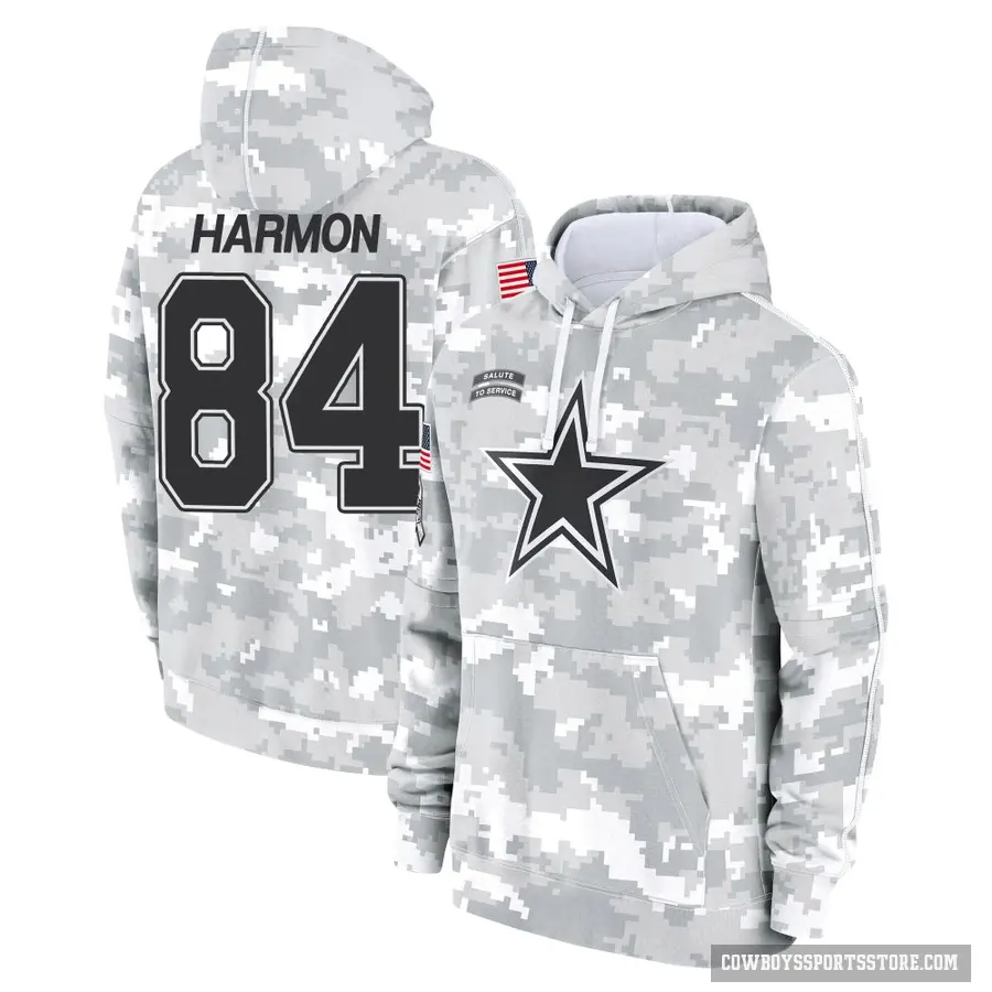 Youth ＃84 Kelvin Harmon Dallas Cowboys Arctic Camo 2024 Salute to Service Club Fleece Pullover Hoodie