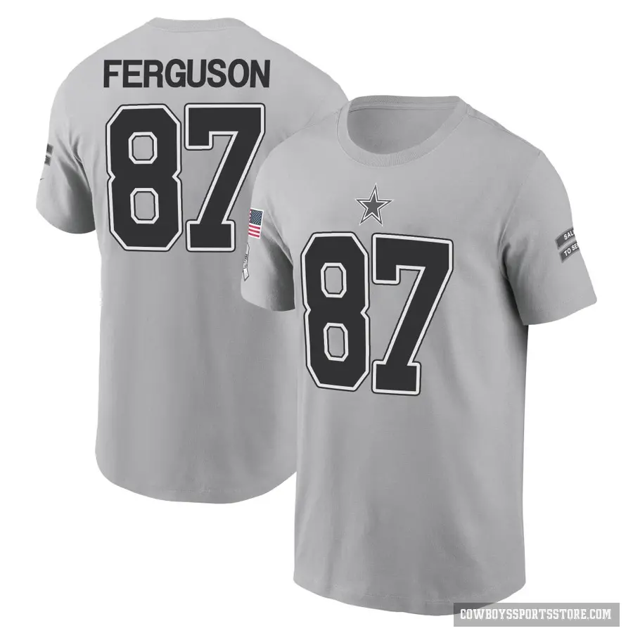Youth ＃87 Jake Ferguson Dallas Cowboys Gray 2024 Salute to Service T-Shirt