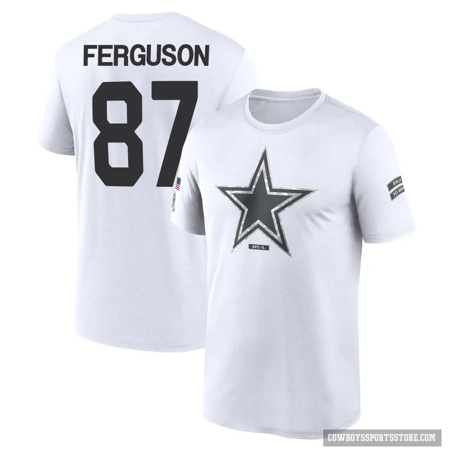 Youth ＃87 Jake Ferguson Dallas Cowboys White 2024 Salute to Service Performance T-Shirt