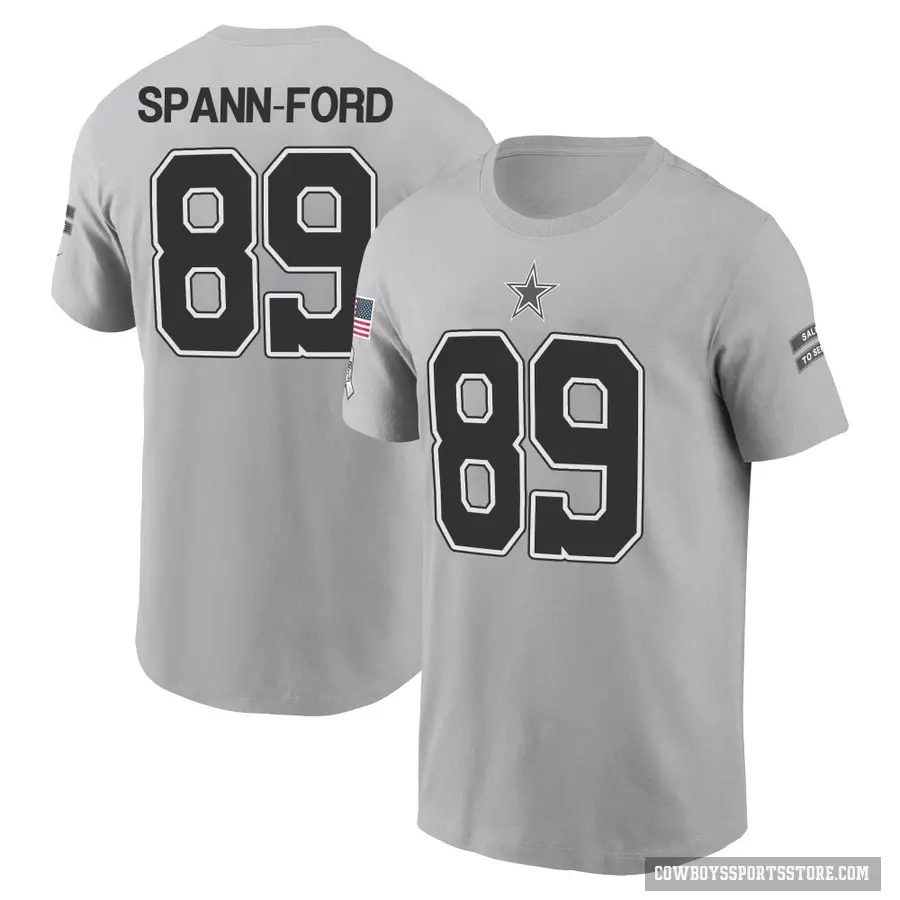 Youth ＃89 Brevyn Spann-Ford Dallas Cowboys Gray 2024 Salute to Service T-Shirt