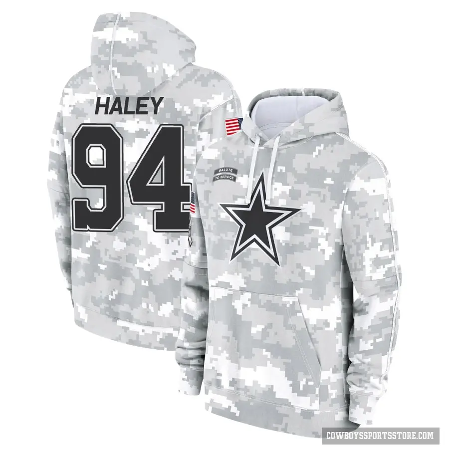 Youth ＃94 Charles Haley Dallas Cowboys Arctic Camo 2024 Salute to Service Club Fleece Pullover Hoodie