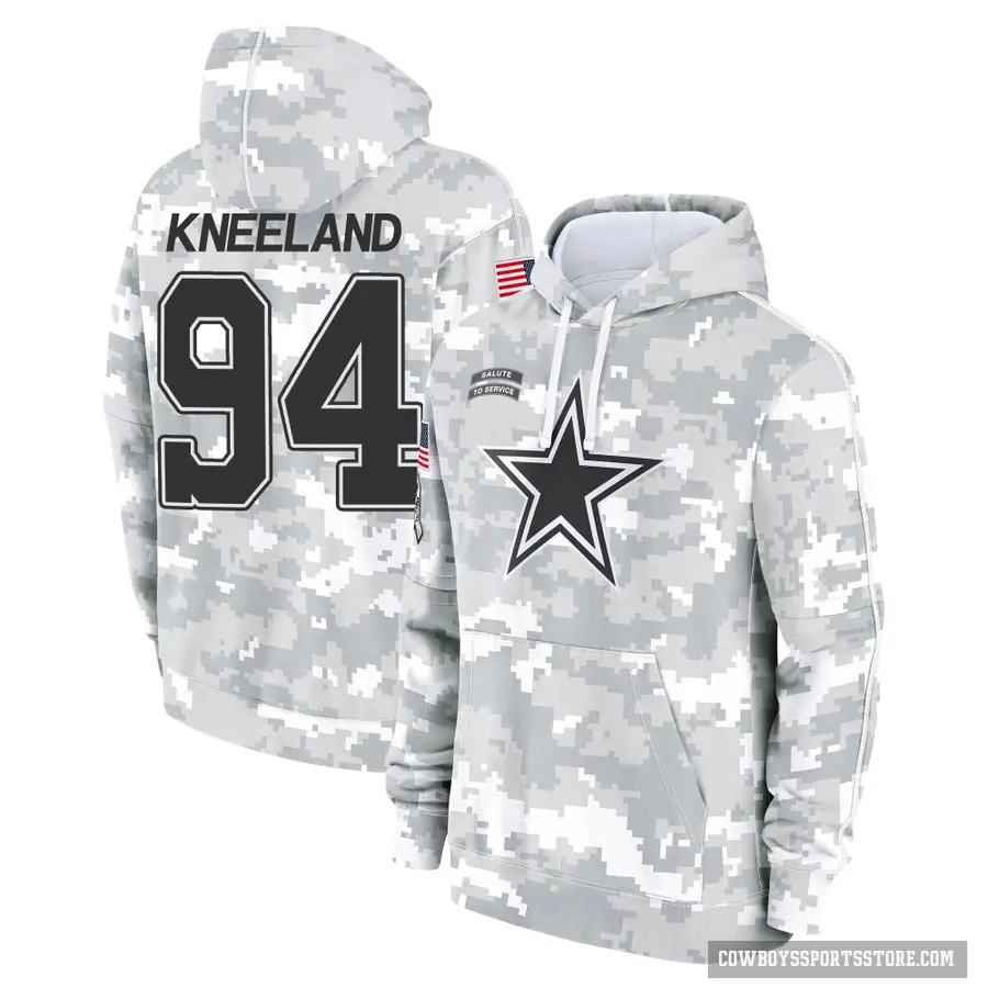 Youth ＃94 Marshawn Kneeland Dallas Cowboys Arctic Camo 2024 Salute to Service Club Fleece Pullover Hoodie