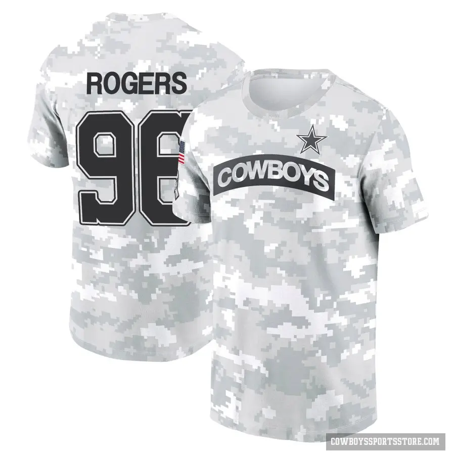 Youth ＃96 Justin Rogers Dallas Cowboys Camo Arctic 2024 Salute to Service Performance T-Shirt