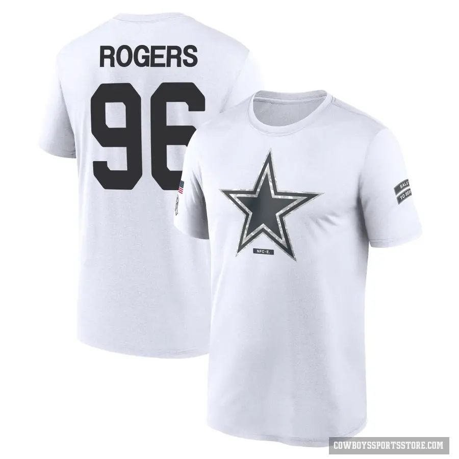 Youth ＃96 Justin Rogers Dallas Cowboys White 2024 Salute to Service Performance T-Shirt