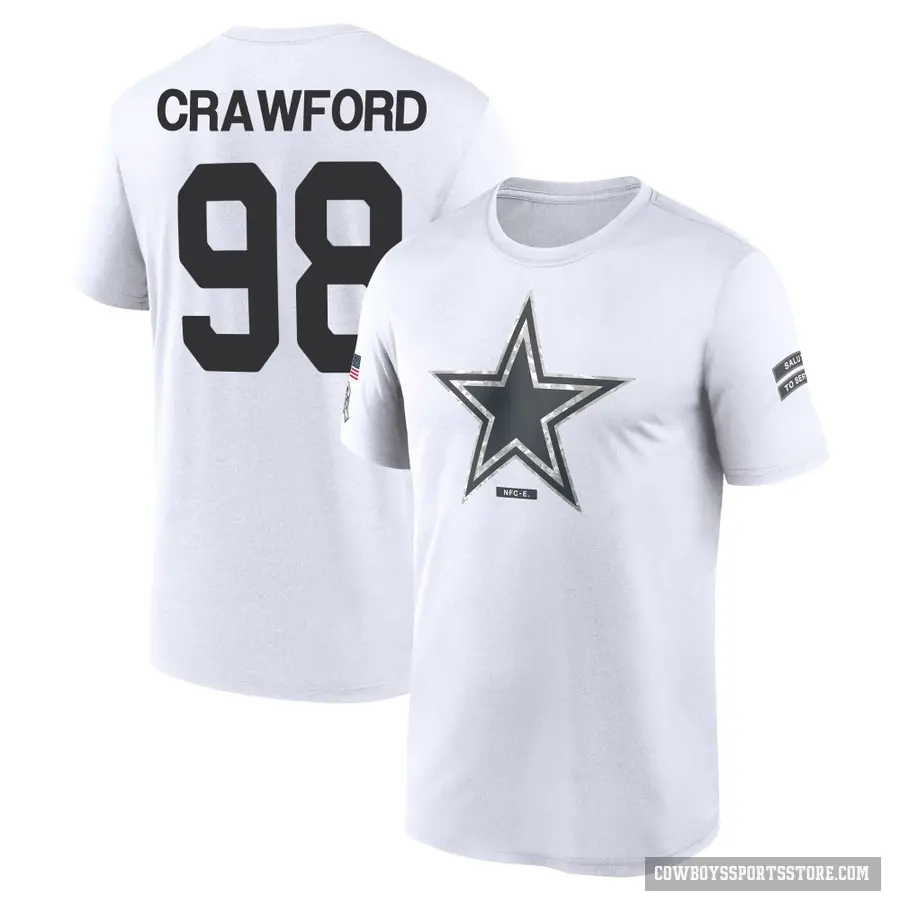 Youth ＃98 Tyrone Crawford Dallas Cowboys White 2024 Salute to Service Performance T-Shirt